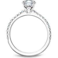 Round Cut Diamond Engagement Ring with Four-Prong Setting and Pavé Band in White Gold by Noam Carver<em> - Choose Your Center Diamond: 1 to 5 Carats, Sustainable Lab-Grown or Natural Earth-Mined</em>