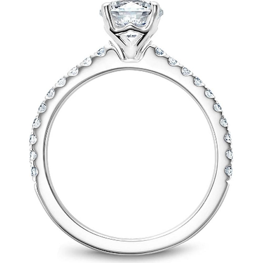 Round Cut Diamond Engagement Ring with Four-Prong Setting and Pavé Band in White Gold by Noam Carver<em> - Choose Your Center Diamond: 1 to 5 Carats, Sustainable Lab-Grown or Natural Earth-Mined</em>