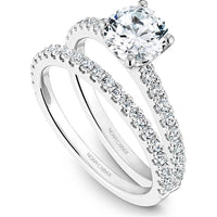 Round Cut Diamond Engagement Ring with Four-Prong Setting and Pavé Band in White Gold by Noam Carver<em> - Choose Your Center Diamond: 1 to 5 Carats, Sustainable Lab-Grown or Natural Earth-Mined</em>