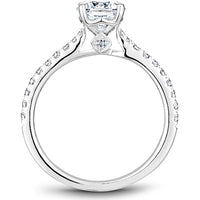 Round Cut Diamond Engagement Ring with Four-Prong Setting and Pavé Band in White Gold by Noam Carver<em> - Choose Your Center Diamond: 1 to 5 Carats, Sustainable Lab-Grown or Natural Earth-Mined</em>