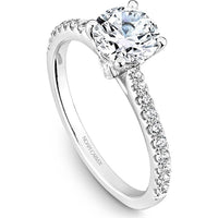 Round Cut Diamond Engagement Ring with Four-Prong Setting and Pavé Band in White Gold by Noam Carver<em> - Choose Your Center Diamond: 1 to 5 Carats, Sustainable Lab-Grown or Natural Earth-Mined</em>