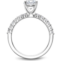 Round Cut Diamond Engagement Ring with Four-Prong Setting and Pavé Band in White Gold by Noam Carver<em> - Choose Your Center Diamond: 1 to 5 Carats, Sustainable Lab-Grown or Natural Earth-Mined</em>