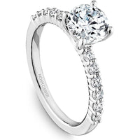 Round Cut Diamond Engagement Ring with Four-Prong Setting and Pavé Band in White Gold by Noam Carver<em> - Choose Your Center Diamond: 1 to 5 Carats, Sustainable Lab-Grown or Natural Earth-Mined</em>
