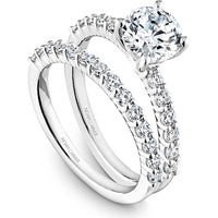 Round Cut Diamond Engagement Ring with Four-Prong Setting and Pavé Band in White Gold by Noam Carver<em> - Choose Your Center Diamond: 1 to 5 Carats, Sustainable Lab-Grown or Natural Earth-Mined</em>