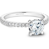 Round Cut Diamond Engagement Ring with Four-Prong Setting and Pavé Band in White Gold by Noam Carver<em> - Choose Your Center Diamond: 1 to 5 Carats, Sustainable Lab-Grown or Natural Earth-Mined</em>