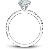 Round Cut Diamond Engagement Ring with Four-Prong Setting and Pavé Band in White Gold by Noam Carver<em> - Choose Your Center Diamond: 1 to 5 Carats, Sustainable Lab-Grown or Natural Earth-Mined</em>