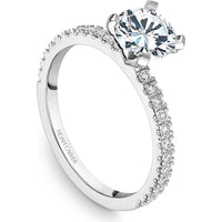 Round Cut Diamond Engagement Ring with Four-Prong Setting and Pavé Band in White Gold by Noam Carver<em> - Choose Your Center Diamond: 1 to 5 Carats, Sustainable Lab-Grown or Natural Earth-Mined</em>