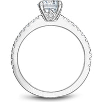 Round Cut Diamond Engagement Ring with Four-Prong Setting and Pavé Band in White Gold by Noam Carver<em> - Choose Your Center Diamond: 1 to 5 Carats, Sustainable Lab-Grown or Natural Earth-Mined</em>