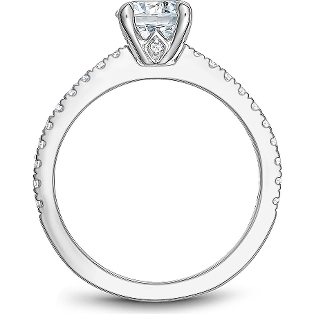 Round Cut Diamond Engagement Ring with Four-Prong Setting and Pavé Band in White Gold by Noam Carver<em> - Choose Your Center Diamond: 1 to 5 Carats, Sustainable Lab-Grown or Natural Earth-Mined</em>