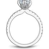 Round Cut Diamond Engagement Ring with Four-Prong Setting and Pavé Band in White Gold by Noam Carver<em> - Choose Your Center Diamond: 1 to 5 Carats, Sustainable Lab-Grown or Natural Earth-Mined</em>
