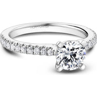 Round Cut Diamond Engagement Ring with Four-Prong Setting and Pavé Band in White Gold by Noam Carver<em> - Choose Your Center Diamond: 1 to 5 Carats, Sustainable Lab-Grown or Natural Earth-Mined</em>