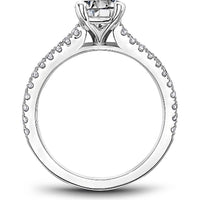 Round Cut Diamond Engagement Ring with Four-Prong Setting and Pavé Band in White Gold by Noam Carver<em> - Choose Your Center Diamond: 1 to 5 Carats, Sustainable Lab-Grown or Natural Earth-Mined</em>