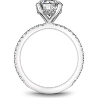 Round Cut Diamond Engagement Ring with Four-Prong Setting and Pavé Band in White Gold by Noam Carver<em> - Choose Your Center Diamond: 1 to 5 Carats, Sustainable Lab-Grown or Natural Earth-Mined</em>