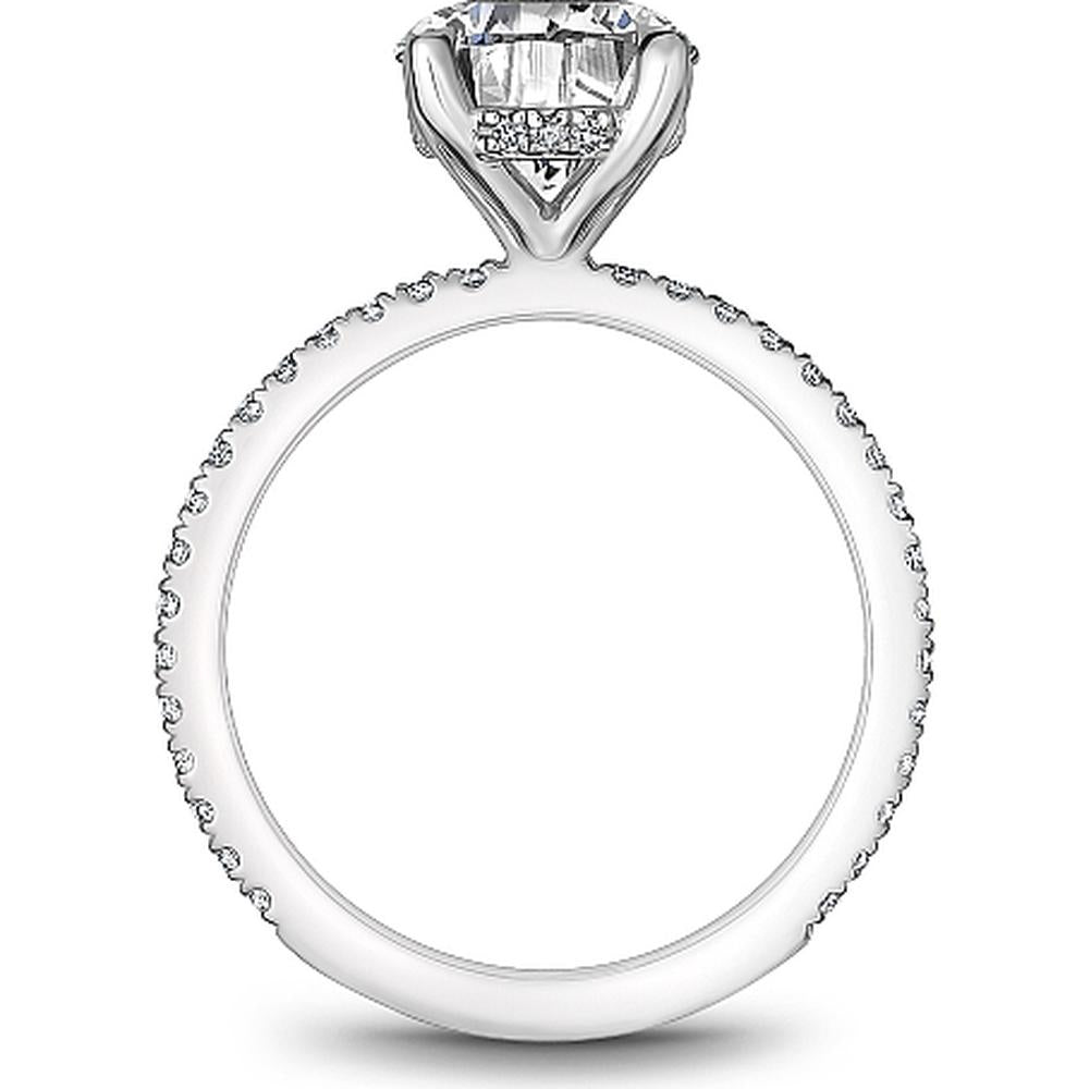 Round Cut Diamond Engagement Ring with Four-Prong Setting and Pavé Band in White Gold by Noam Carver<em> - Choose Your Center Diamond: 1 to 5 Carats, Sustainable Lab-Grown or Natural Earth-Mined</em>