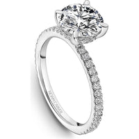 Round Cut Diamond Engagement Ring with Four-Prong Setting and Pavé Band in White Gold by Noam Carver<em> - Choose Your Center Diamond: 1 to 5 Carats, Sustainable Lab-Grown or Natural Earth-Mined</em>