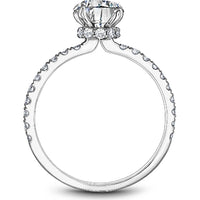 Round Cut Diamond Engagement Ring with Four-Prong Setting and Pavé Band in White Gold by Noam Carver<em> - Choose Your Center Diamond: 1 to 5 Carats, Sustainable Lab-Grown or Natural Earth-Mined</em>