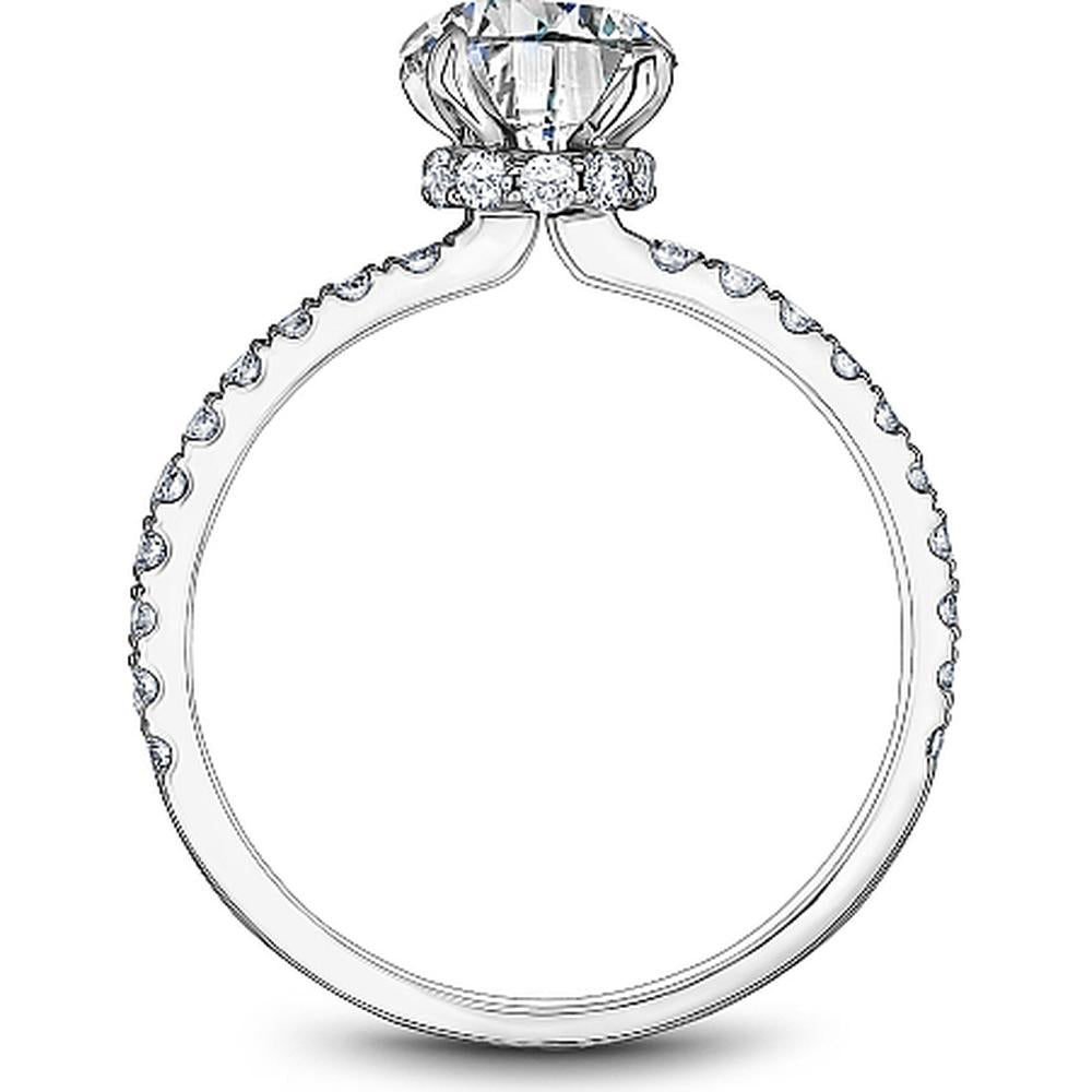 Round Cut Diamond Engagement Ring with Four-Prong Setting and Pavé Band in White Gold by Noam Carver<em> - Choose Your Center Diamond: 1 to 5 Carats, Sustainable Lab-Grown or Natural Earth-Mined</em>