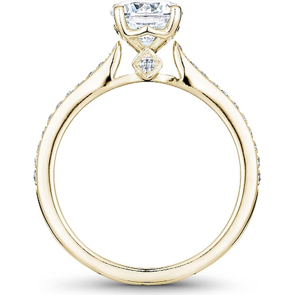 Round Cut Diamond Engagement Ring with Four-Prong Setting and Pavé Band in Yellow Gold by Noam Carver<em> - Choose Your Center Diamond: 1 to 5 Carats, Sustainable Lab-Grown or Natural Earth-Mined</em>