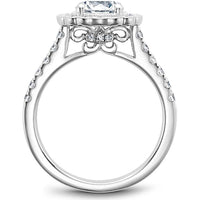 Round Cut Diamond Engagement Ring with Four-Prong Setting and Scalloped Halo in White Gold by Noam Carver<em> - Choose Your Center Diamond: 1 to 5 Carats, Sustainable Lab-Grown or Natural Earth-Mined</em>