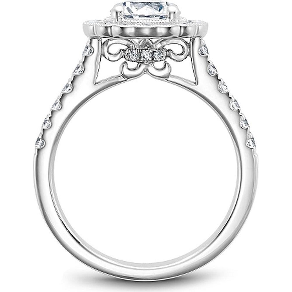 Round Cut Diamond Engagement Ring with Four-Prong Setting and Scalloped Halo in White Gold by Noam Carver<em> - Choose Your Center Diamond: 1 to 5 Carats, Sustainable Lab-Grown or Natural Earth-Mined</em>