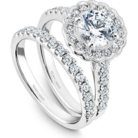 Round Cut Diamond Engagement Ring with Four-Prong Setting and Scalloped Halo in White Gold by Noam Carver<em> - Choose Your Center Diamond: 1 to 5 Carats, Sustainable Lab-Grown or Natural Earth-Mined</em>