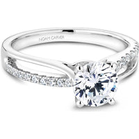 Round Cut Diamond Engagement Ring with Four-Prong Setting and Side Stones in White Gold by Noam Carver<em> - Choose Your Center Diamond: 1 to 5 Carats, Sustainable Lab-Grown or Natural Earth-Mined</em>