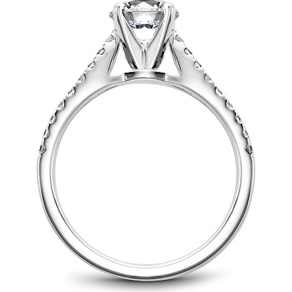 Round Cut Diamond Engagement Ring with Four-Prong Setting and Side Stones in White Gold by Noam Carver<em> - Choose Your Center Diamond: 1 to 5 Carats, Sustainable Lab-Grown or Natural Earth-Mined</em>