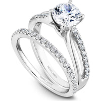 Round Cut Diamond Engagement Ring with Four-Prong Setting and Side Stones in White Gold by Noam Carver<em> - Choose Your Center Diamond: 1 to 5 Carats, Sustainable Lab-Grown or Natural Earth-Mined</em>