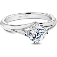 Round Cut Diamond Engagement Ring with Four-Prong Setting and Tapered Band in White Gold by Noam Carver<em> - Choose Your Center Diamond: 1 to 5 Carats, Sustainable Lab-Grown or Natural Earth-Mined</em>