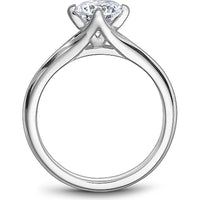Round Cut Diamond Engagement Ring with Four-Prong Setting and Tapered Band in White Gold by Noam Carver<em> - Choose Your Center Diamond: 1 to 5 Carats, Sustainable Lab-Grown or Natural Earth-Mined</em>
