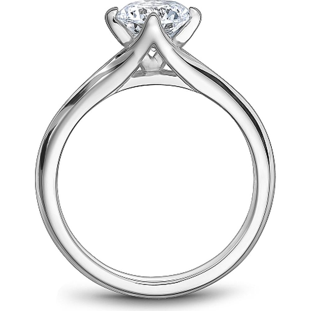 Round Cut Diamond Engagement Ring with Four-Prong Setting and Tapered Band in White Gold by Noam Carver<em> - Choose Your Center Diamond: 1 to 5 Carats, Sustainable Lab-Grown or Natural Earth-Mined</em>