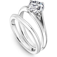 Round Cut Diamond Engagement Ring with Four-Prong Setting and Tapered Band in White Gold by Noam Carver<em> - Choose Your Center Diamond: 1 to 5 Carats, Sustainable Lab-Grown or Natural Earth-Mined</em>