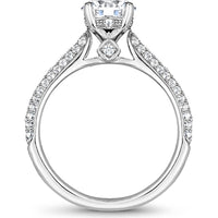 Round Cut Diamond Engagement Ring with Four-Prong Setting and Triple Pavé Band in White Gold by Noam Carver<em> - Choose Your Center Diamond: 1 to 5 Carats, Sustainable Lab-Grown or Natural Earth-Mined</em>