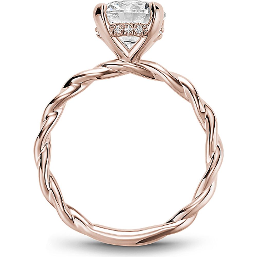 Round Cut Diamond Engagement Ring with Four-Prong Setting and Twisted Band in Rose Gold by Noam Carver<em> - Choose Your Center Diamond: 1 to 5 Carats, Sustainable Lab-Grown or Natural Earth-Mined</em>
