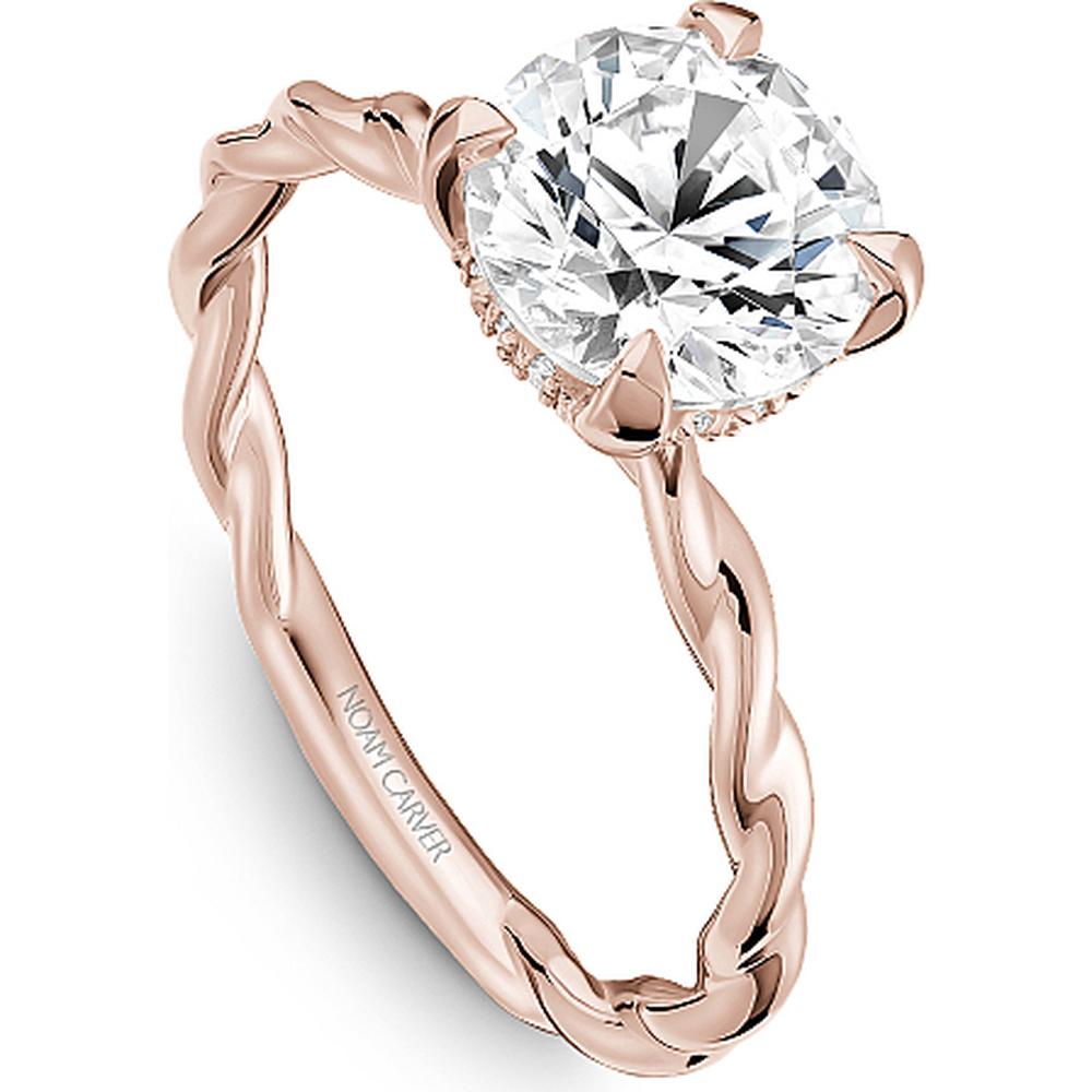 Round Cut Diamond Engagement Ring with Four-Prong Setting and Twisted Band in Rose Gold by Noam Carver<em> - Choose Your Center Diamond: 1 to 5 Carats, Sustainable Lab-Grown or Natural Earth-Mined</em>