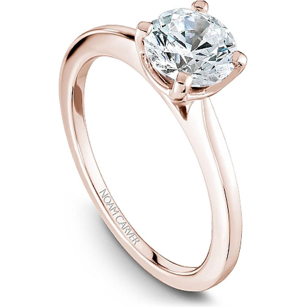 Round Cut Diamond Engagement Ring with Four-Prong Setting in Rose Gold by Noam Carver<em> - Choose Your Center Diamond: 1 to 5 Carats, Sustainable Lab-Grown or Natural Earth-Mined</em>