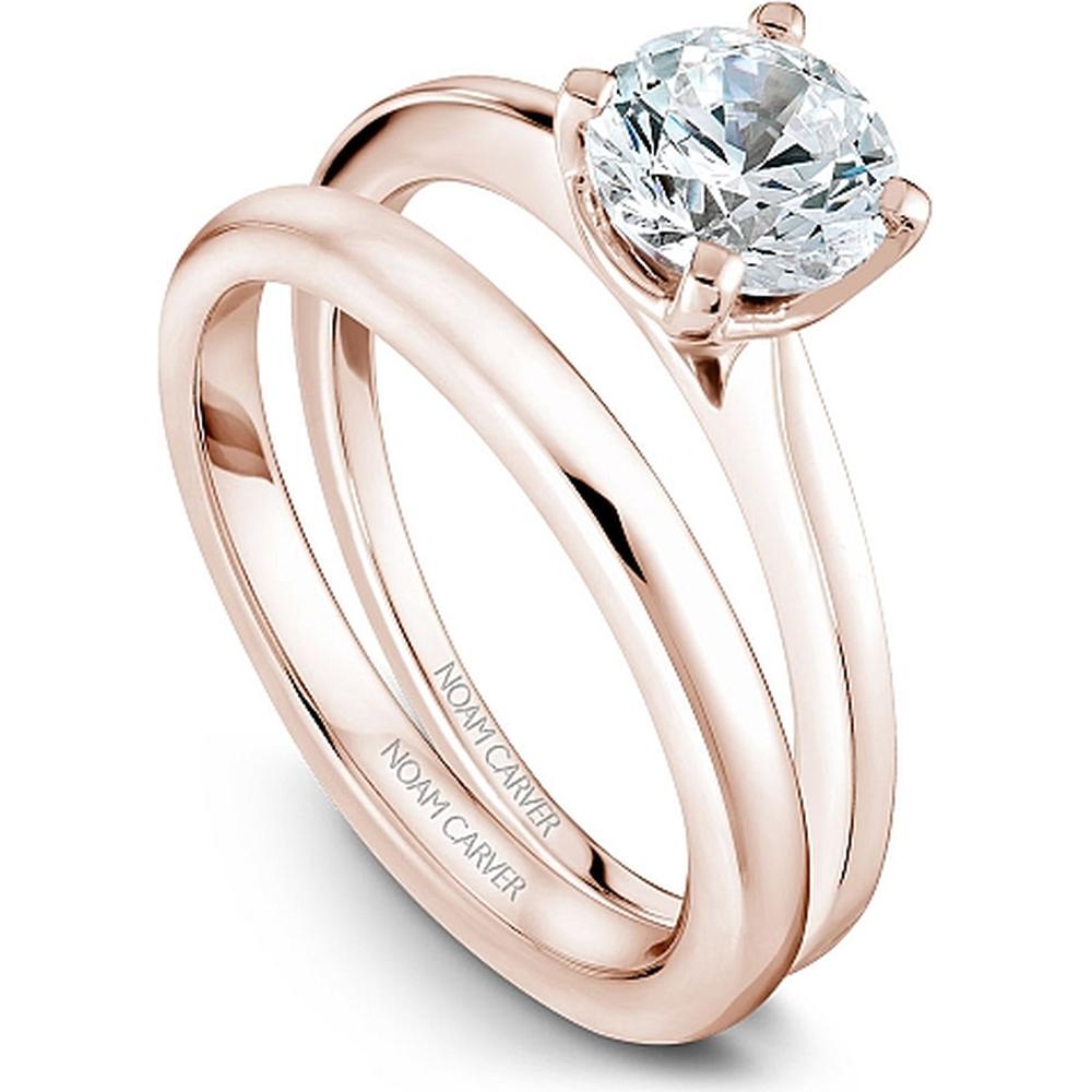 Round Cut Diamond Engagement Ring with Four-Prong Setting in Rose Gold by Noam Carver<em> - Choose Your Center Diamond: 1 to 5 Carats, Sustainable Lab-Grown or Natural Earth-Mined</em>