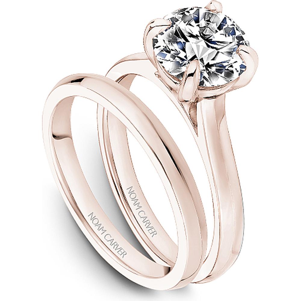 Round Cut Diamond Engagement Ring with Four-Prong Setting in Rose Gold by Noam Carver<em> - Choose Your Center Diamond: 1 to 5 Carats, Sustainable Lab-Grown or Natural Earth-Mined</em>