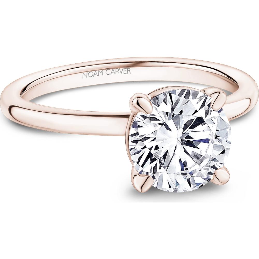 Round Cut Diamond Engagement Ring with Four-Prong Setting in Rose Gold by Noam Carver<em> - Choose Your Center Diamond: 1 to 5 Carats, Sustainable Lab-Grown or Natural Earth-Mined</em>