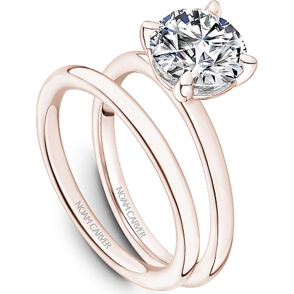 Round Cut Diamond Engagement Ring with Four-Prong Setting in Rose Gold by Noam Carver<em> - Choose Your Center Diamond: 1 to 5 Carats, Sustainable Lab-Grown or Natural Earth-Mined</em>