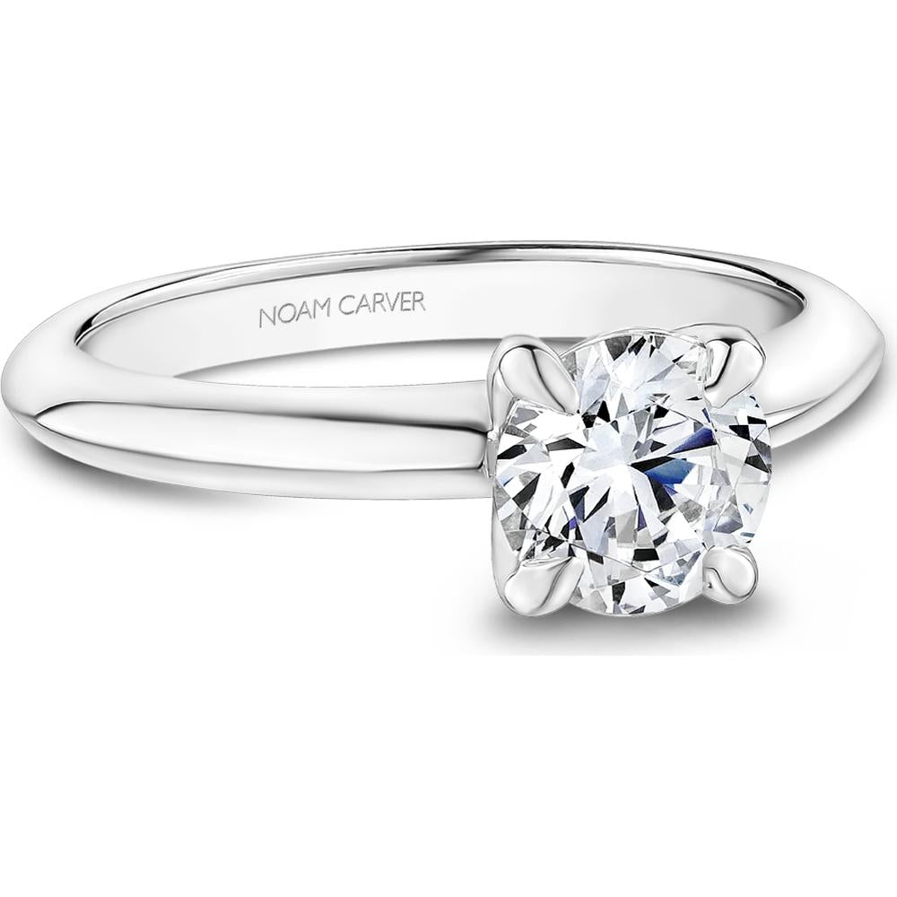 Round Cut Diamond Engagement Ring with Four-Prong Setting in White Gold by Noam Carver<em> - Choose Your Center Diamond: 1 to 5 Carats, Sustainable Lab-Grown or Natural Earth-Mined</em>