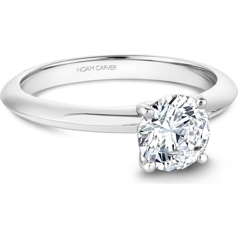 Round Cut Diamond Engagement Ring with Four-Prong Setting in White Gold by Noam Carver<em> - Choose Your Center Diamond: 1 to 5 Carats, Sustainable Lab-Grown or Natural Earth-Mined</em>