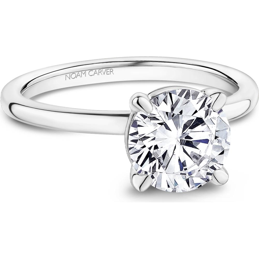Round Cut Diamond Engagement Ring with Four-Prong Setting in White Gold by Noam Carver<em> - Choose Your Center Diamond: 1 to 5 Carats, Sustainable Lab-Grown or Natural Earth-Mined</em>