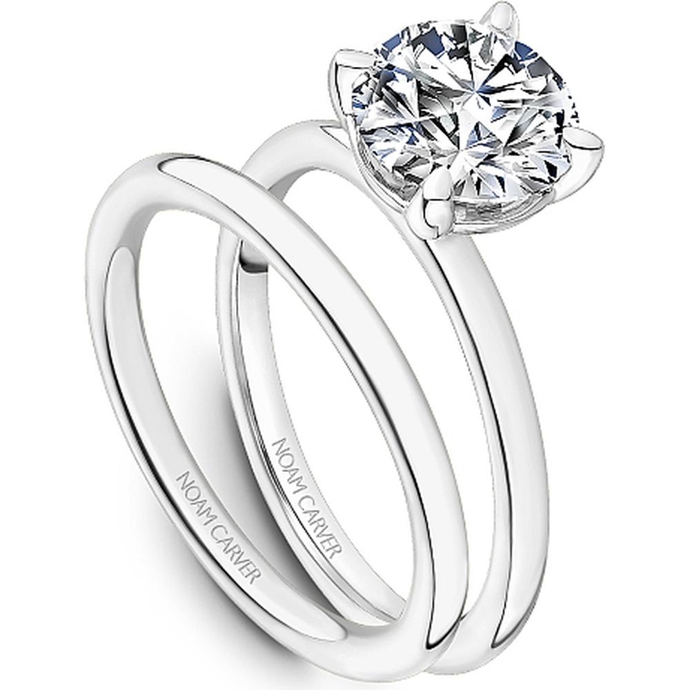 Round Cut Diamond Engagement Ring with Four-Prong Setting in White Gold by Noam Carver<em> - Choose Your Center Diamond: 1 to 5 Carats, Sustainable Lab-Grown or Natural Earth-Mined</em>