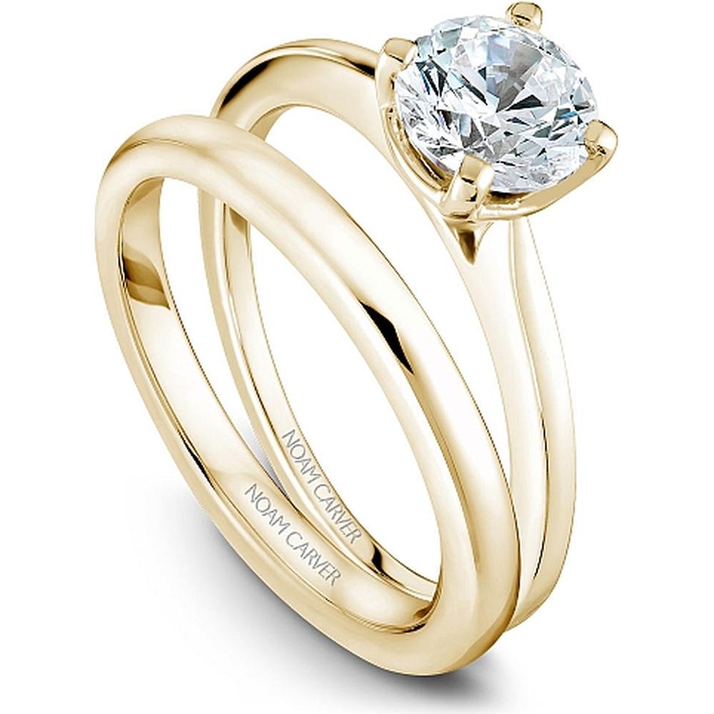Round Cut Diamond Engagement Ring with Four-Prong Setting in Yellow Gold by Noam Carver<em> - Choose Your Center Diamond: 1 to 5 Carats, Sustainable Lab-Grown or Natural Earth-Mined</em>