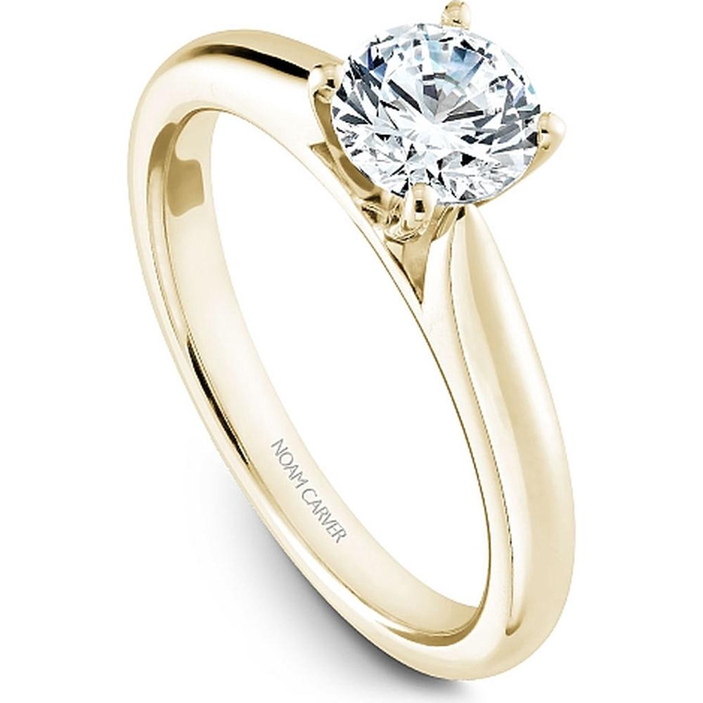 Round Cut Diamond Engagement Ring with Four-Prong Setting in Yellow Gold by Noam Carver<em> - Choose Your Center Diamond: 1 to 5 Carats, Sustainable Lab-Grown or Natural Earth-Mined</em>