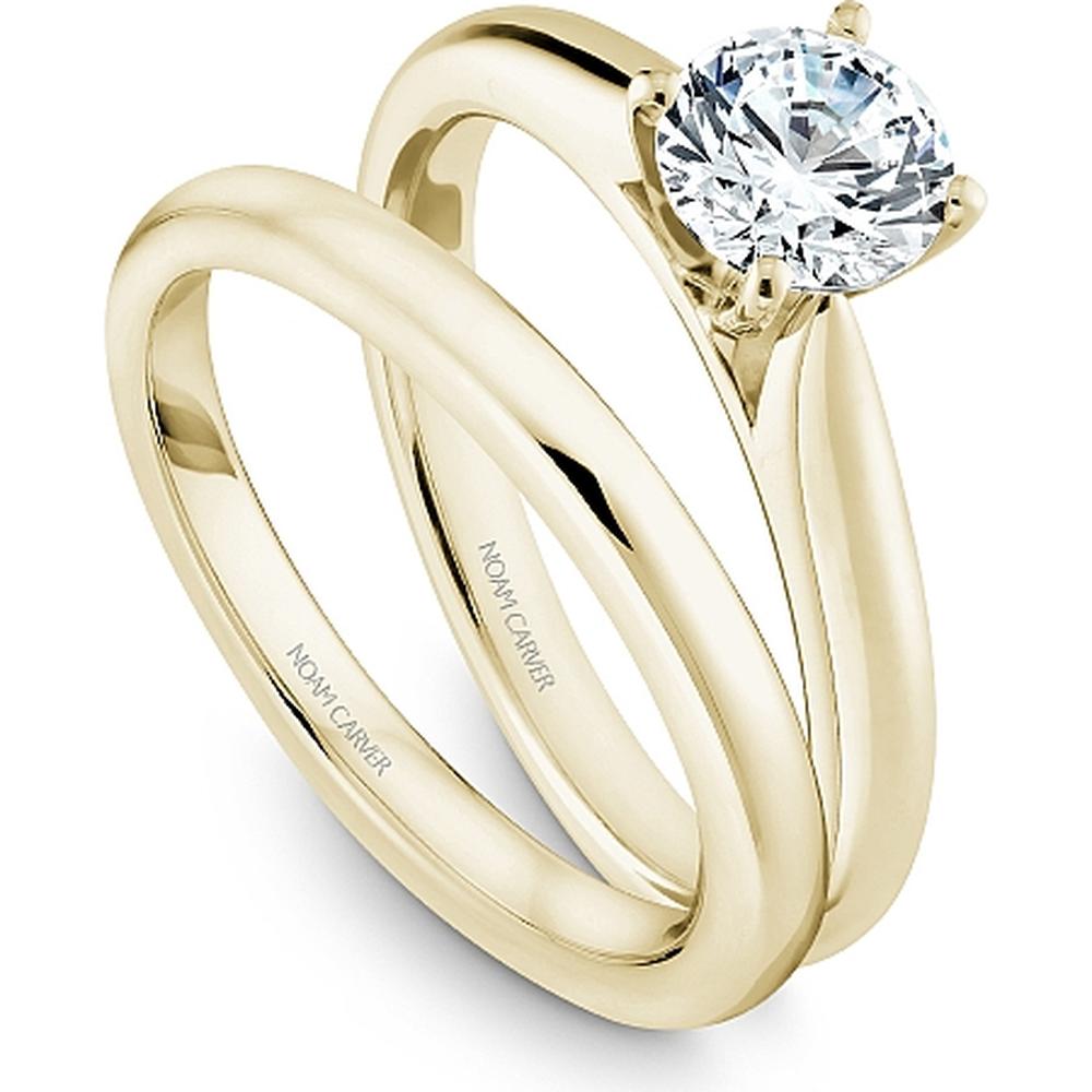 Round Cut Diamond Engagement Ring with Four-Prong Setting in Yellow Gold by Noam Carver<em> - Choose Your Center Diamond: 1 to 5 Carats, Sustainable Lab-Grown or Natural Earth-Mined</em>