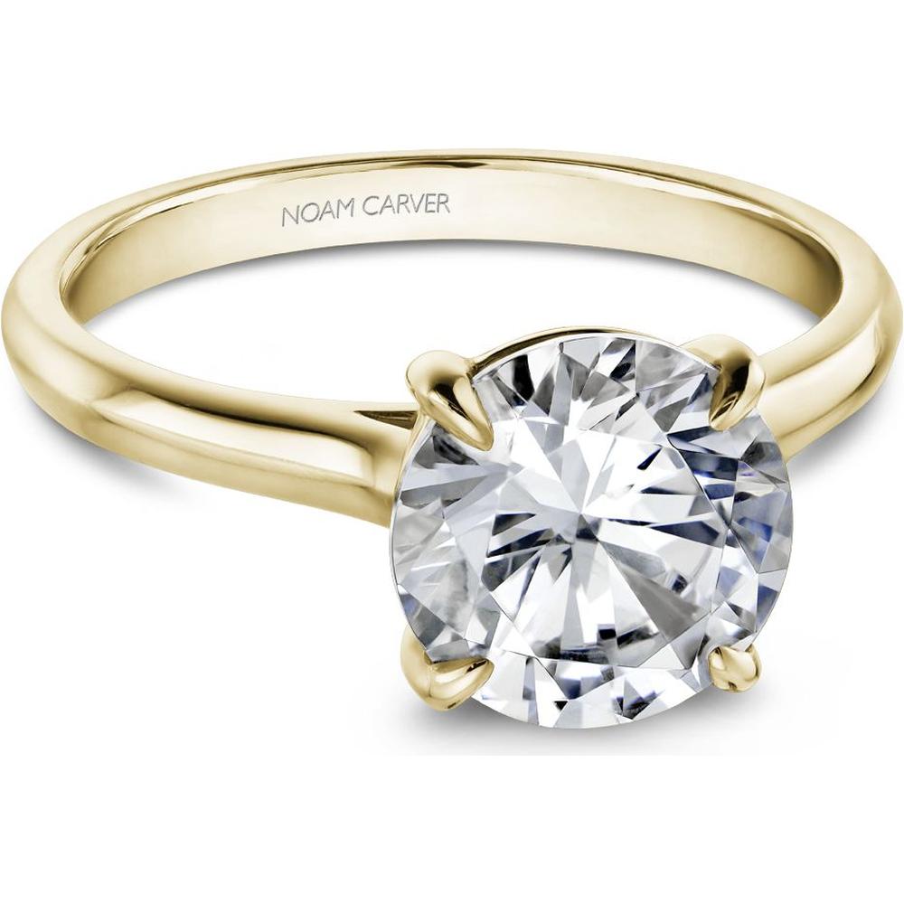 Round Cut Diamond Engagement Ring with Four-Prong Setting in Yellow Gold by Noam Carver<em> - Choose Your Center Diamond: 1 to 5 Carats, Sustainable Lab-Grown or Natural Earth-Mined</em>