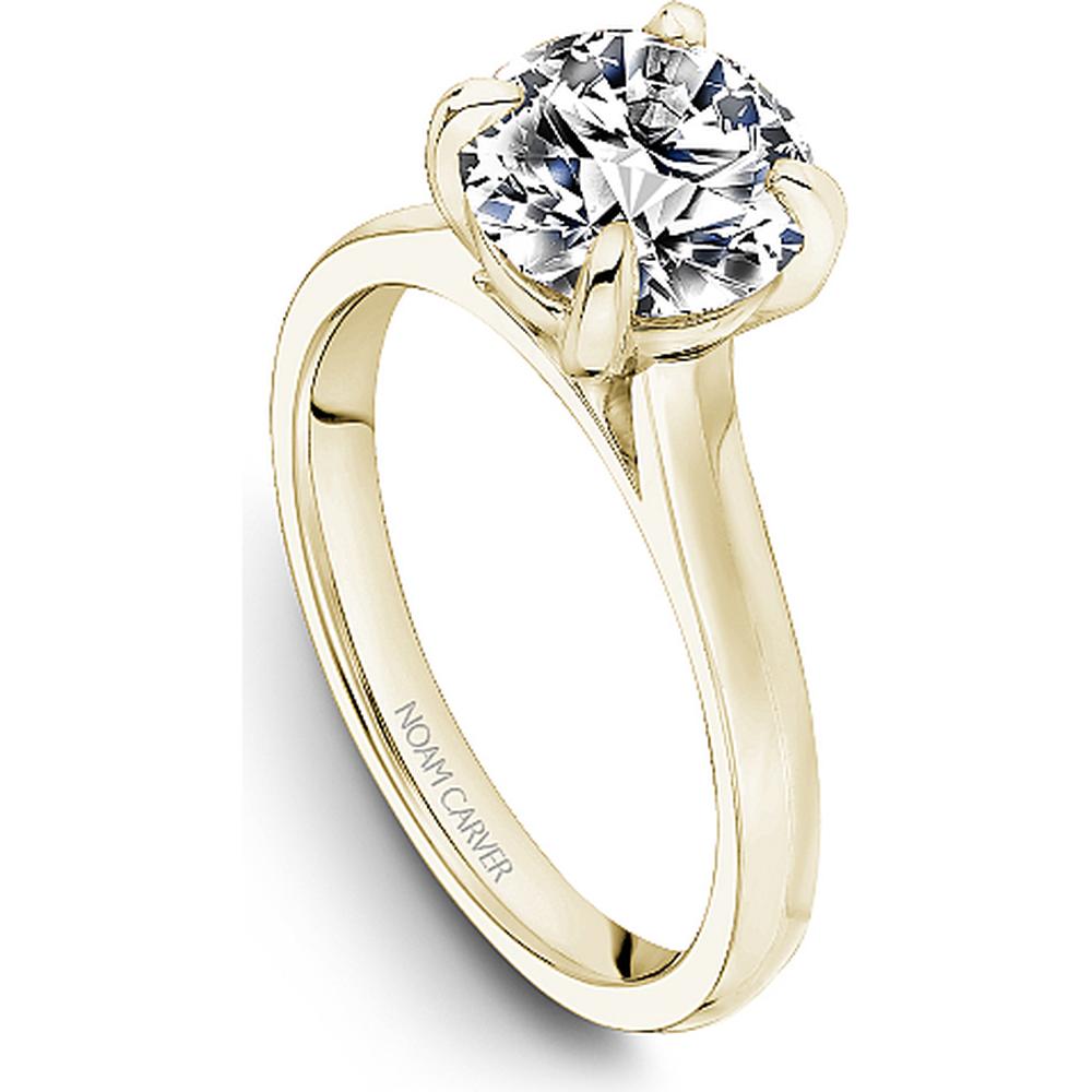 Round Cut Diamond Engagement Ring with Four-Prong Setting in Yellow Gold by Noam Carver<em> - Choose Your Center Diamond: 1 to 5 Carats, Sustainable Lab-Grown or Natural Earth-Mined</em>