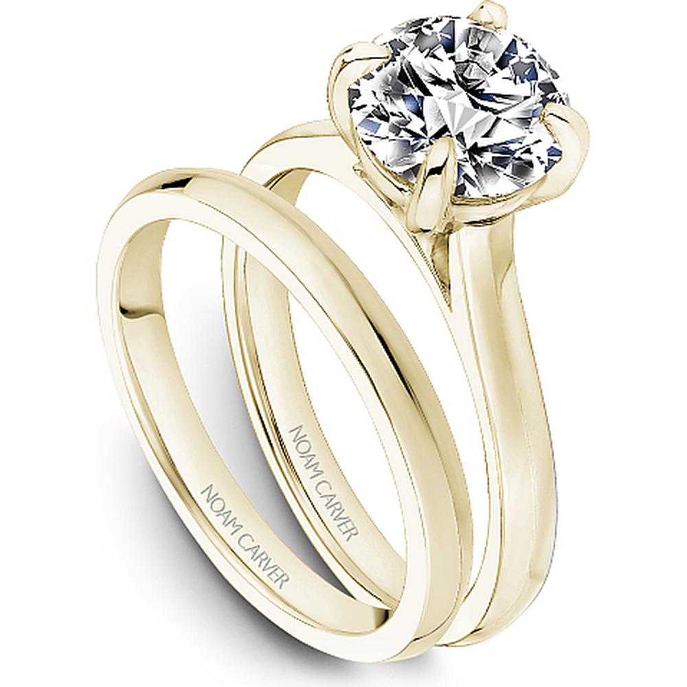 Round Cut Diamond Engagement Ring with Four-Prong Setting in Yellow Gold by Noam Carver<em> - Choose Your Center Diamond: 1 to 5 Carats, Sustainable Lab-Grown or Natural Earth-Mined</em>